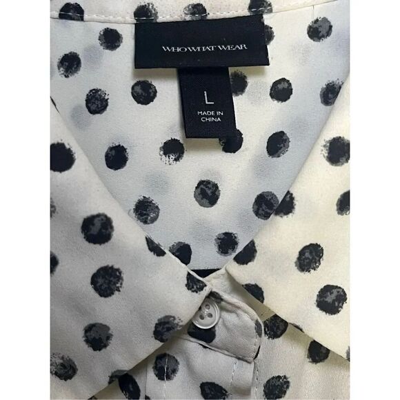 Who What Wear Polka Dot Button Down Shirt Size Large - Picture 3 of 4